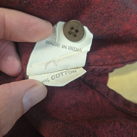 Fabindia Kurta Mens Size XS Red Striped 100% Cotton Pockets - Picture 10 of 10